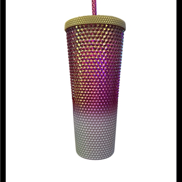 Starbucks 2024 Pearl Ruby White Gold Ombre Studded Tumbler 24oz NEW - Picture 3 of 5